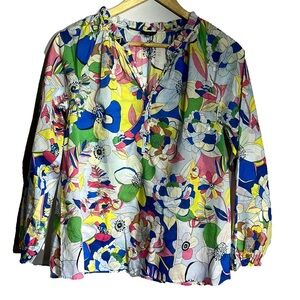 Talbots Cotton Multi-color Floral Long Sleeve Lightweight Women’s Top Size SP